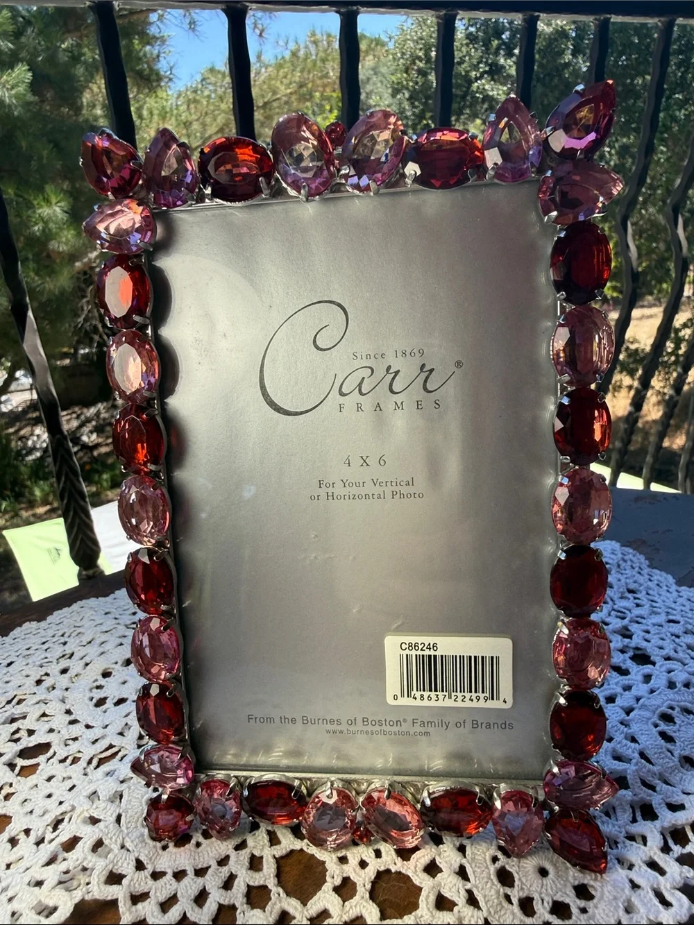 Carr‎ Frames crystals pink garnet red faceted 2002 vintage NEW Condition 4” X 6”
